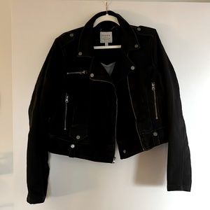 Torrid cropped black denim moto jacket 1x